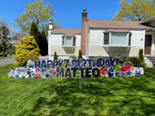 Load image into Gallery viewer, 'Matteo' Navy Blue Birthday Theme with Toy, Gamer and Sport Icons