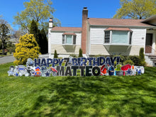 Load image into Gallery viewer, 'Matteo' Navy Blue Birthday Theme with Toy, Gamer and Sport Icons