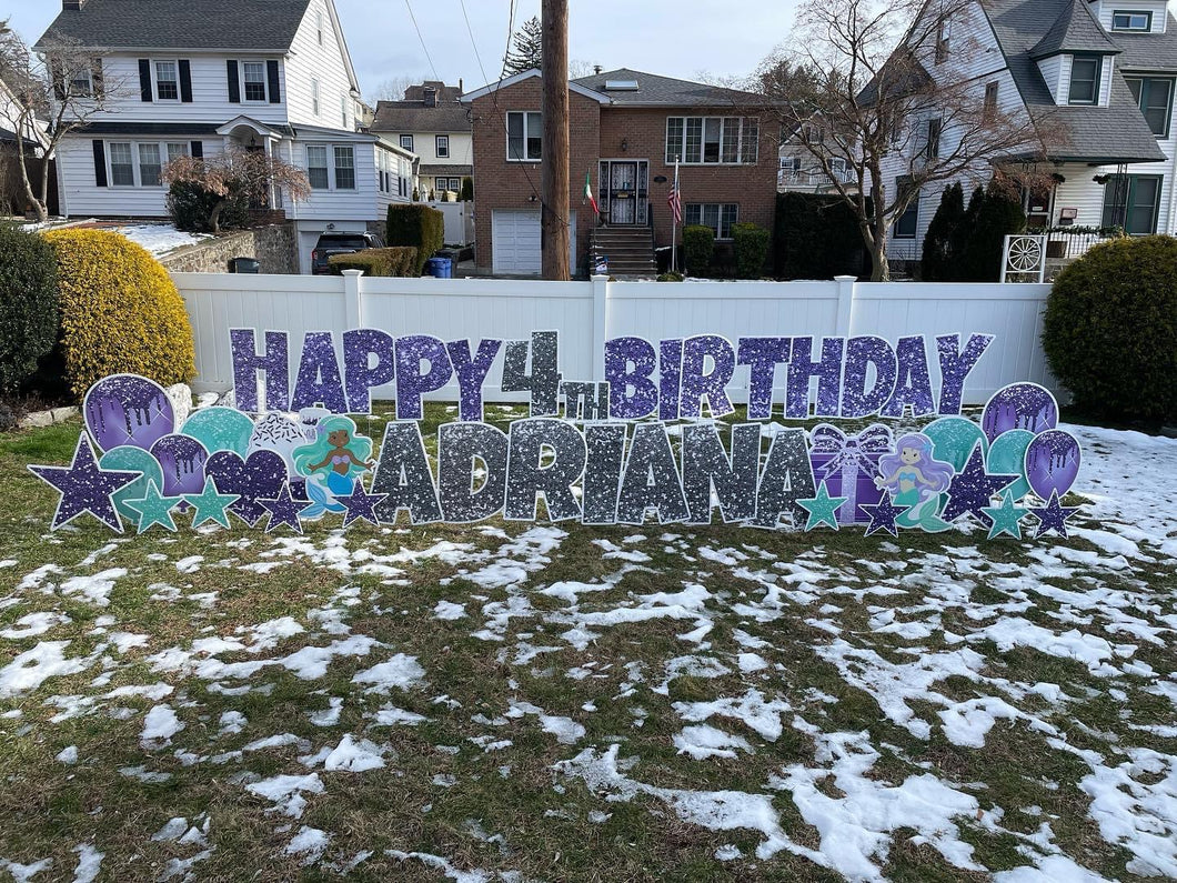 ‘Adriana’ Purple Glitter Birthday with Mermaid Mint Theme