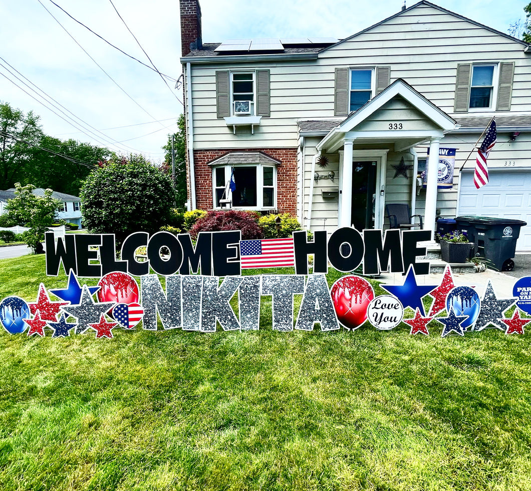 Welcome Home Solider Red White & Blue Theme