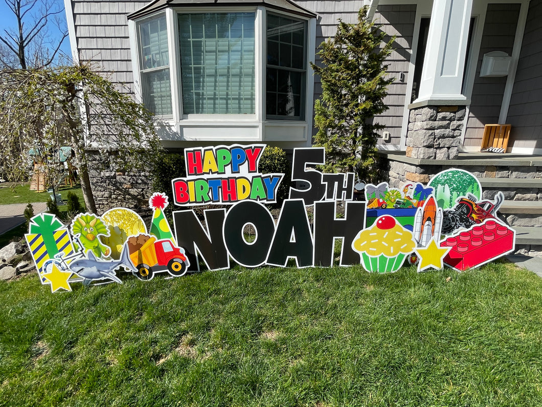 ‘Noah' Primary Birthday Theme with Toy Icons