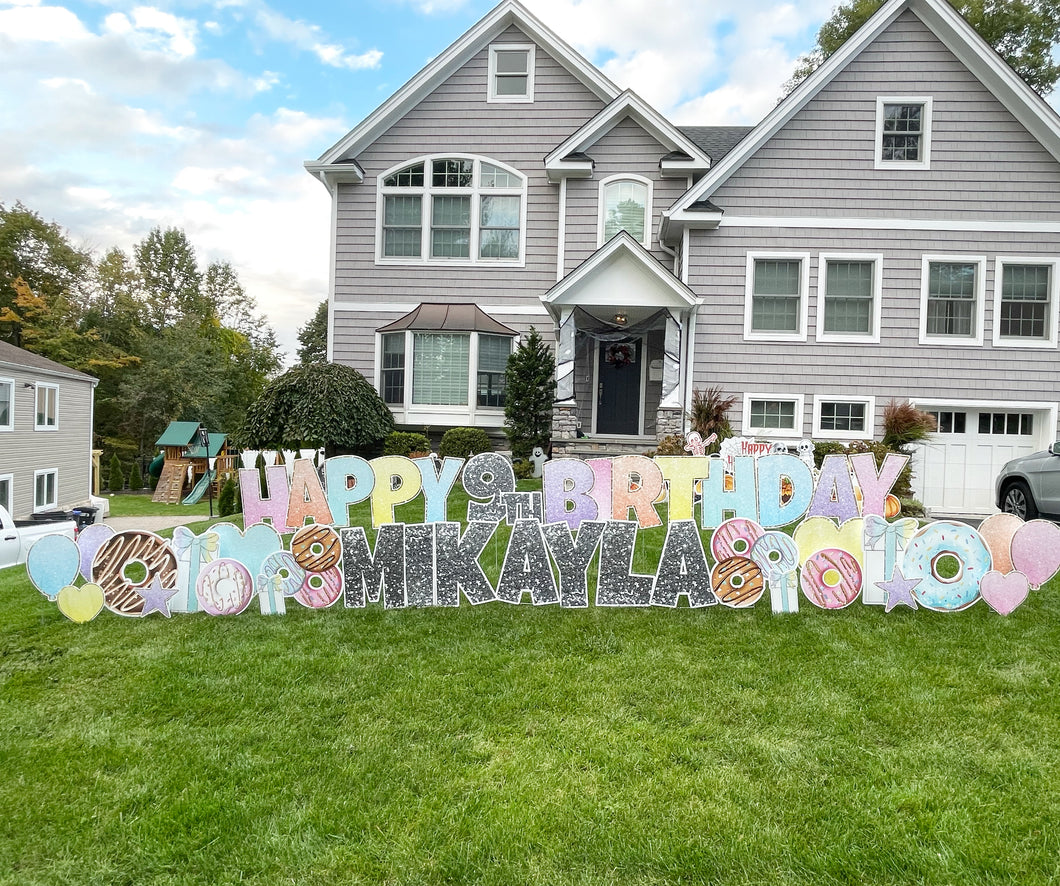 ‘Mikayla' Pastel Glitter Birthday Theme with Donuts